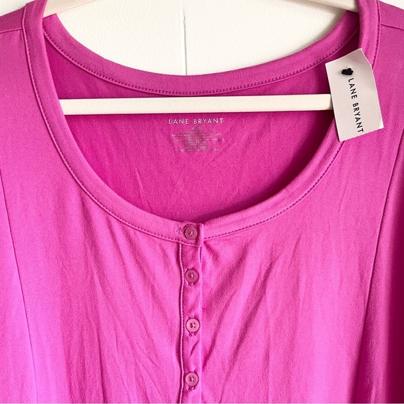NWT Lane Bryant Purple Henley Fitted Soft Tunic Top 3/4 Sleeve Plus Sz 2… - Picture 2 of 6